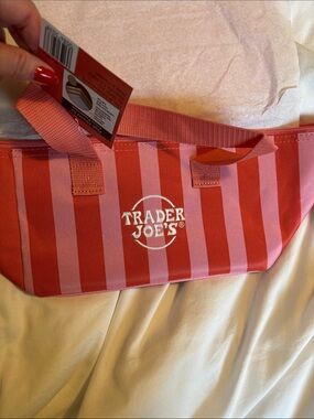 Trader Joe's Striped Mini Insulated Tote, Trader Joe’s mini cooler 2026 - Pink